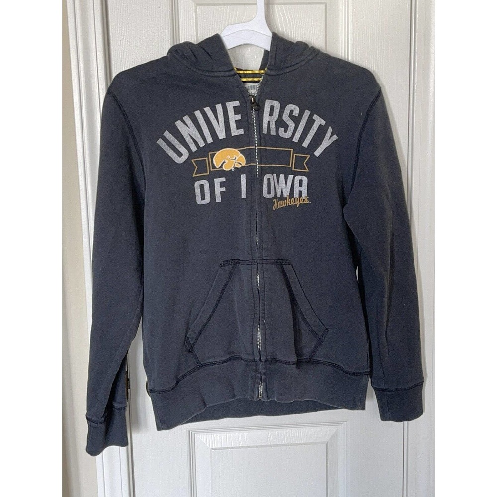 Iowa Hawkeyes Full Zip Hoodie Dark‎ Gray Women's (Large) Hooded 100% Cotton Warm